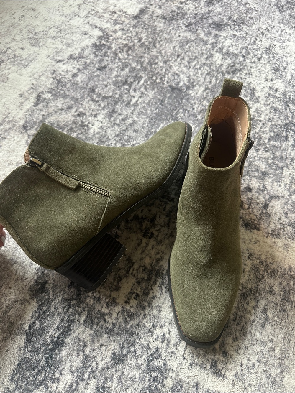 Blondo Olive Suede Ankle Booties with Side Zip